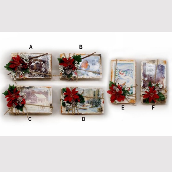 Rustic Christmas Holiday Floral Arrangement Centerpiece, Upcycled, Books, Shabby - Picture 4 of 10